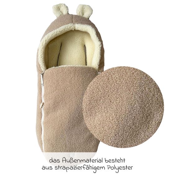 Kaiser Virgin wool footmuff Hukky for infant carriers & carrycots - Warm Sand