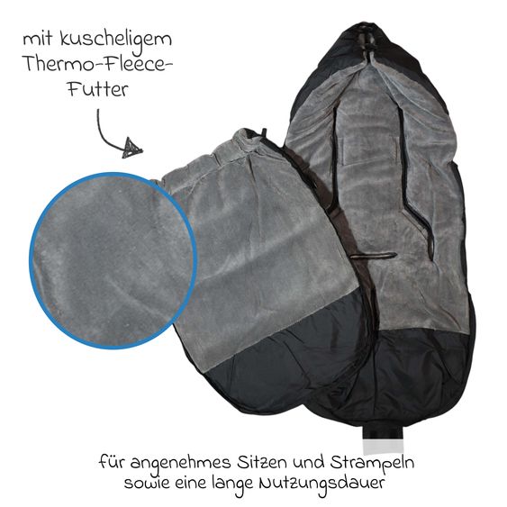 Kaiser Thermo-Fleece Fußsack Akiko für Buggy, Sport- & Kinderwagen - Black Grey
