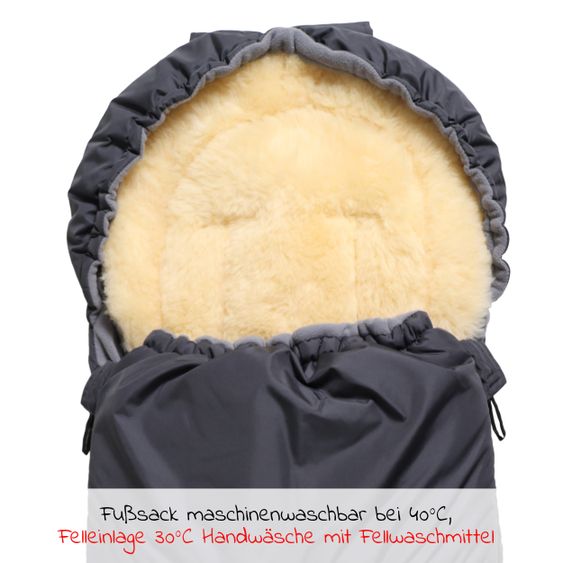 Kaiser Thermo-Fleece Fußsack mit Lammfelleinlage Lukky Look für Joie-Kinderwagen - Anthrazit