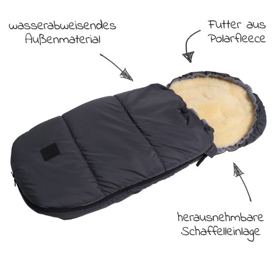 Kaiser Thermo-Fleece Fußsack mit Lammfelleinlage Lukky Look für Joie-Kinderwagen - Anthrazit