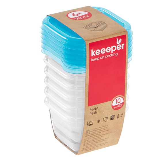 Keeeper Storage container 6 pack Fredo 90 ml - Fresh - Fresh Blue