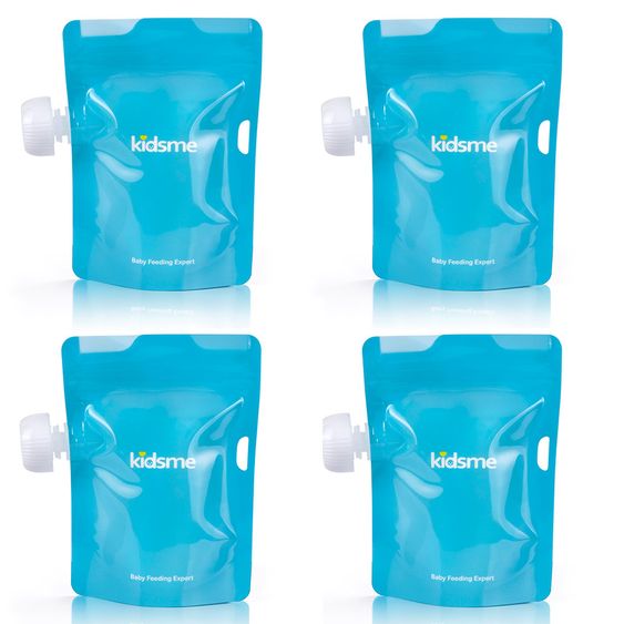 Kidsme Sacchetti di spremitura in confezione da 4 pezzi da 180 ml - ricaricabili con etichette