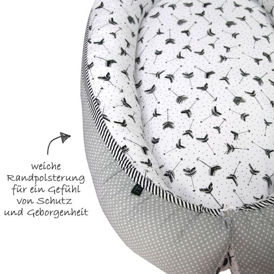 KinderConcept Babynest - Boho Pfeile - Grau / Weiß