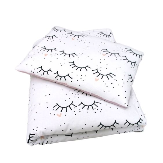 KinderConcept Bettwäsche mit Füllung & Kissen - Blink - Rosa / Weiß