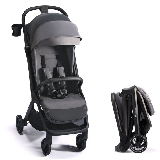 Kinderkraft Buggy & Sportwagen NUBI 2 bis 22 kg mit Liegeposotion, automatisch faltbar nur 8 kg inkl. Getränkehalter & Insektenschutz - Cloudy Grey