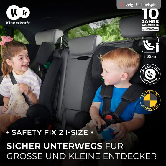Kinderkraft Siège Auto Enfant SAFETY FIX 2 i-Size À Partir De 15 Mois - 12 Ans (76 Cm - 150 Cm) avec Réducteur De Siège, Incl. Base Isofix & Top Tether - Noir