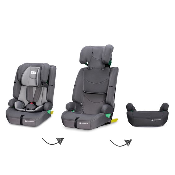 Kinderkraft Siège Auto Enfant SAFETY FIX 2 i-Size À Partir De 15 Mois - 12 Ans (76 Cm - 150 Cm) avec Réducteur De Siège, Incl. Base Isofix & Top Tether - Noir