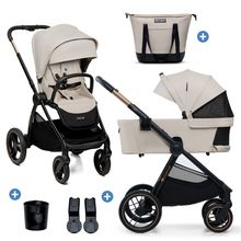 Kombi-Kinderwagen NEA 2.0 bis 22 kg mit Babywanne, Sportsitz, Teleskopschieber inkl. Getränkehalter, Wickeltasche, Adapter & Zubehör - Soft Beige