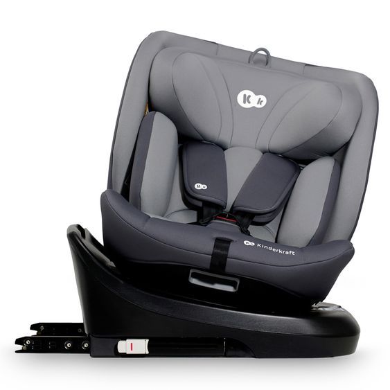 Kinderkraft Reboarder-Kindersitz i-GROW i-Size drehbar ab Geburt - 12 Jahre (40 cm - 150 cm) mit Sitzverkleinerer, inkl. Isofix-Basis & Top Tether - Grey