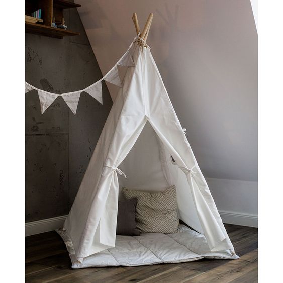 Kindsgut Tepee per bambini - Bianco / Grigio