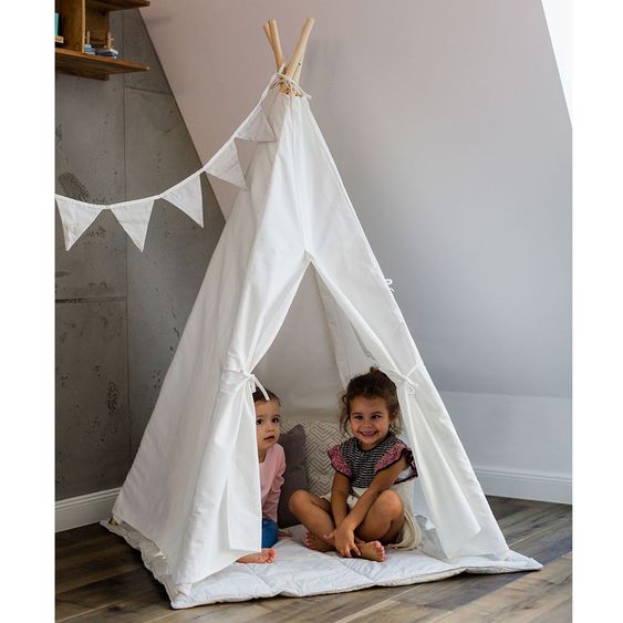 Kindsgut Tepee per bambini - Bianco / Grigio