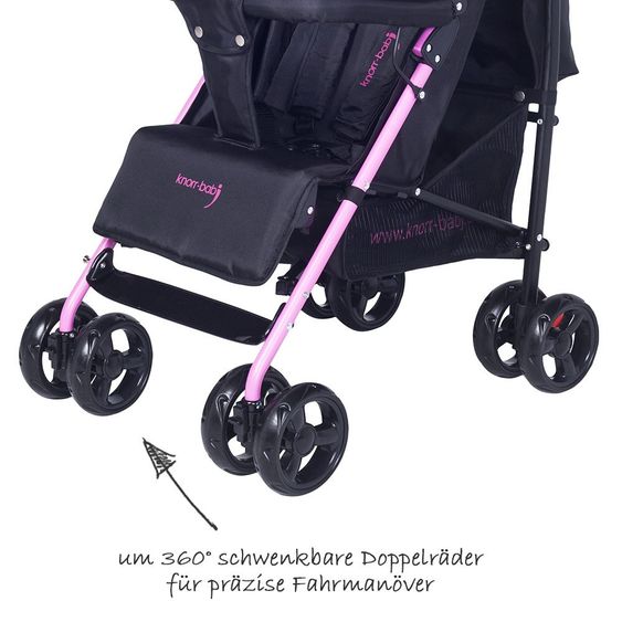 Knorr Baby Buggy Styler with slumber top - Black Fuchsia