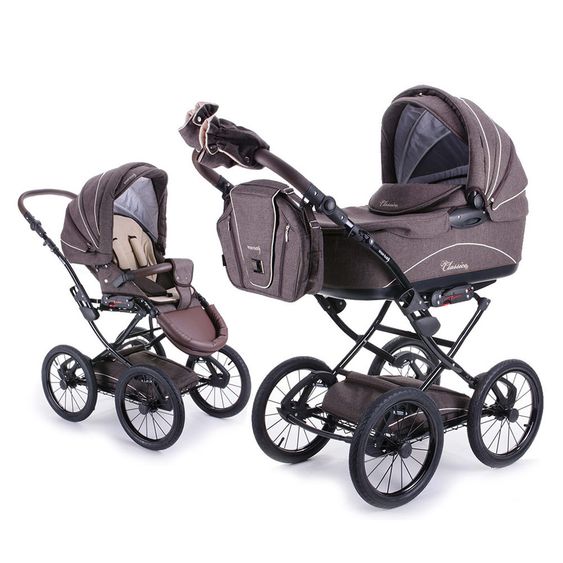 Knorr Baby Kombi-Kinderwagen Classico inkl. Babywanne & Sportsitz - Braun