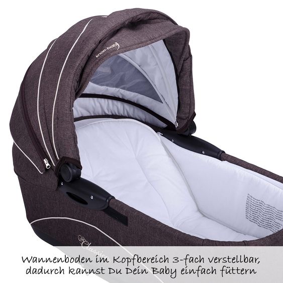 Knorr Baby Kombi-Kinderwagen Classico inkl. Babywanne & Sportsitz - Braun