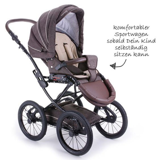 Knorr Baby Passeggino Classico Combi con navicella e seggiolino sportivo - Marrone