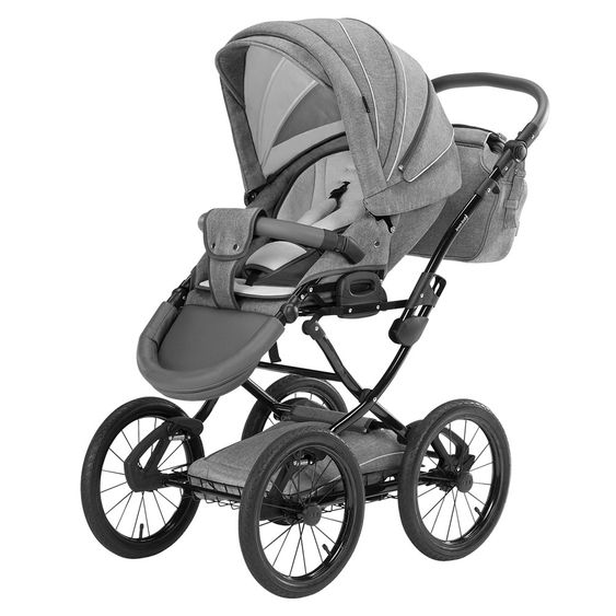 Knorr Baby Kombi-Kinderwagen Classico mit Luftreifen inkl. Babywanne & Sportsitz - Hellgrau