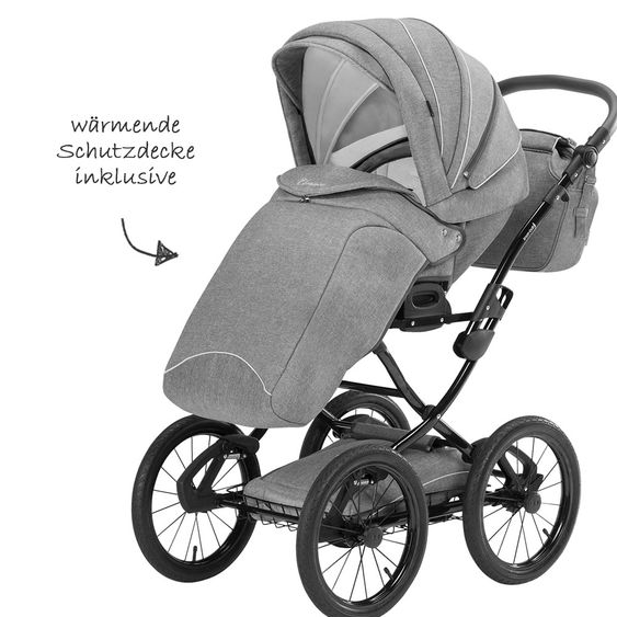 Knorr Baby Kombi-Kinderwagen Classico mit Luftreifen inkl. Babywanne & Sportsitz - Hellgrau