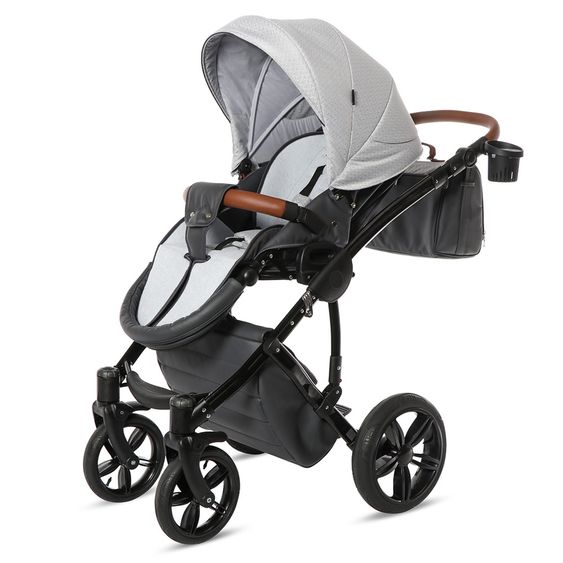 Knorr Baby Kombi-Kinderwagen Ladena inkl. Babywanne & Sportsitz - Graphik-Hellgrau