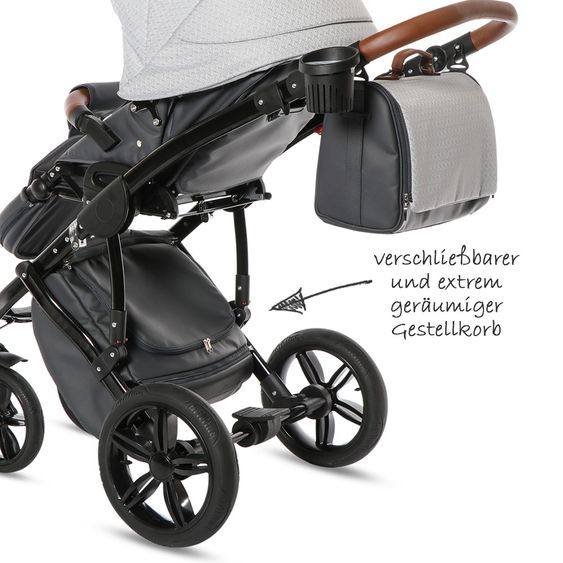 Knorr Baby Kombi-Kinderwagen Ladena inkl. Babywanne & Sportsitz - Graphik-Hellgrau
