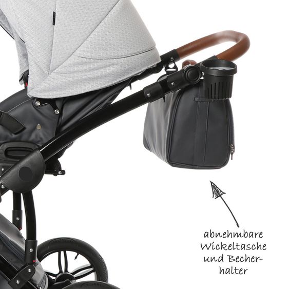 Knorr Baby Kombi-Kinderwagen Ladena inkl. Babywanne & Sportsitz - Graphik-Hellgrau