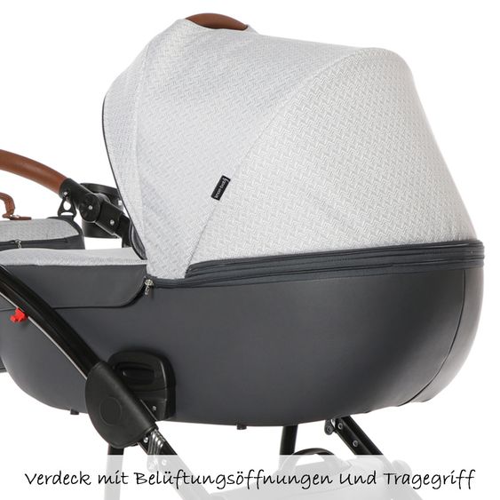 Knorr Baby Kombi-Kinderwagen Ladena inkl. Babywanne & Sportsitz - Graphik-Hellgrau