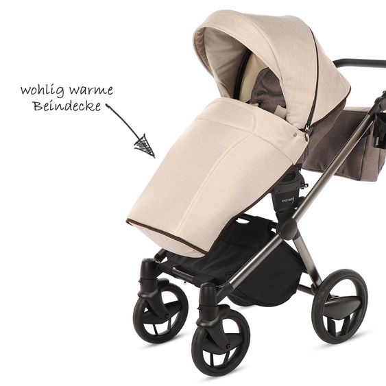 Knorr Baby Kombi-Kinderwagen LIFE+ SET inkl. Babywanne & Sportsitz- Sand-Mokka