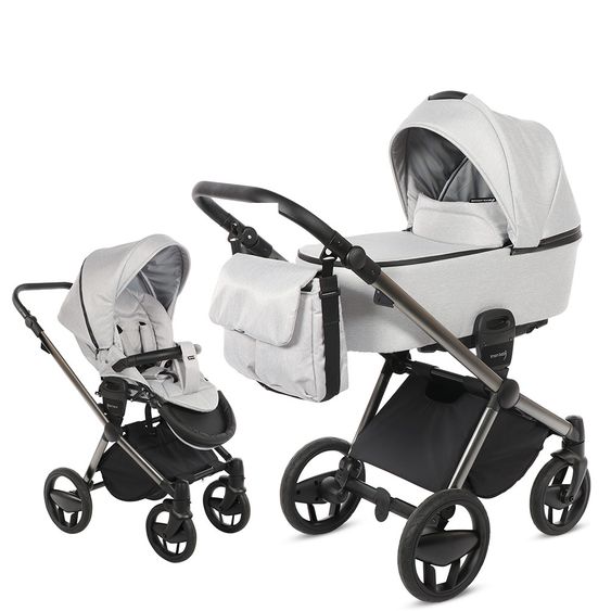 Knorr Baby Kombi-Kinderwagen LIFE+ SET inkl. Babywanne & Sportsitz- Silber-Grau