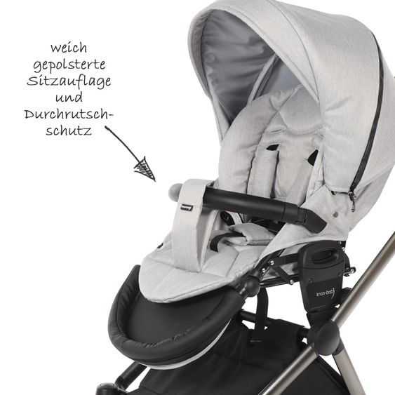 Knorr Baby Kombi-Kinderwagen LIFE+ SET inkl. Babywanne & Sportsitz- Silber-Grau