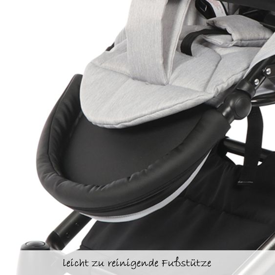 Knorr Baby Kombi-Kinderwagen LIFE+ SET inkl. Babywanne & Sportsitz- Silber-Grau