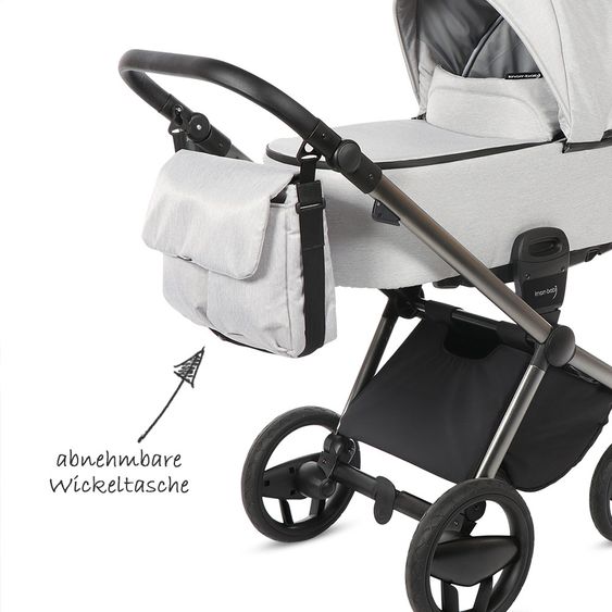 Knorr Baby Kombi-Kinderwagen LIFE+ SET inkl. Babywanne & Sportsitz- Silber-Grau