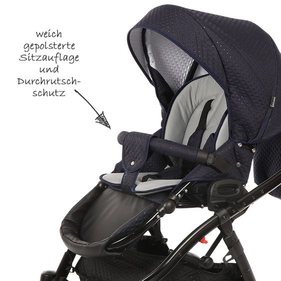 Knorr Baby Kombi-Kinderwagen Piquetto inkl. Babywanne & Sportsitz - Blau