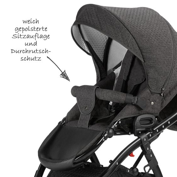 Knorr Baby Kombi-Kinderwagen Piquetto inkl. Babywanne & Sportsitz - Grau
