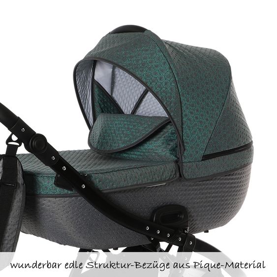 Knorr Baby Kombi-Kinderwagen Piquetto inkl. Babywanne & Sportsitz - Petrol-Grau