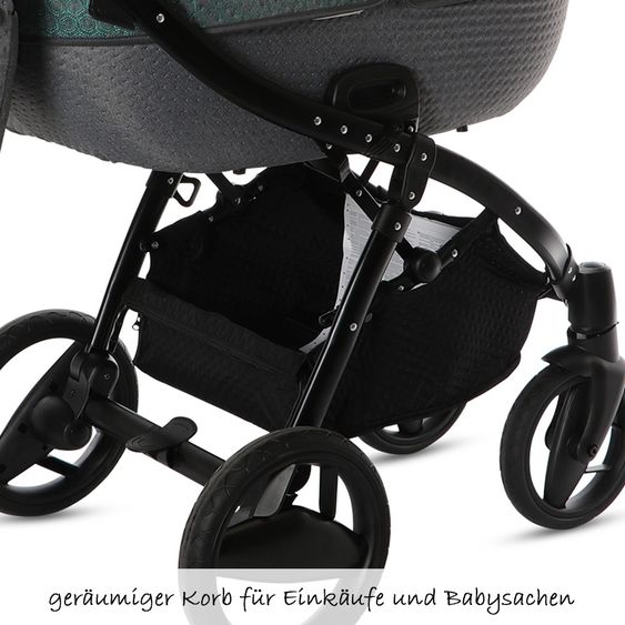 Knorr Baby Kombi-Kinderwagen Piquetto inkl. Babywanne & Sportsitz - Petrol-Grau