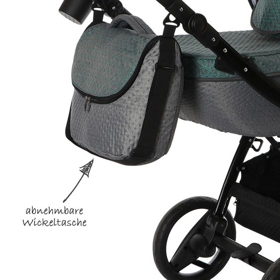 Knorr Baby Kombi-Kinderwagen Piquetto inkl. Babywanne & Sportsitz - Petrol-Grau