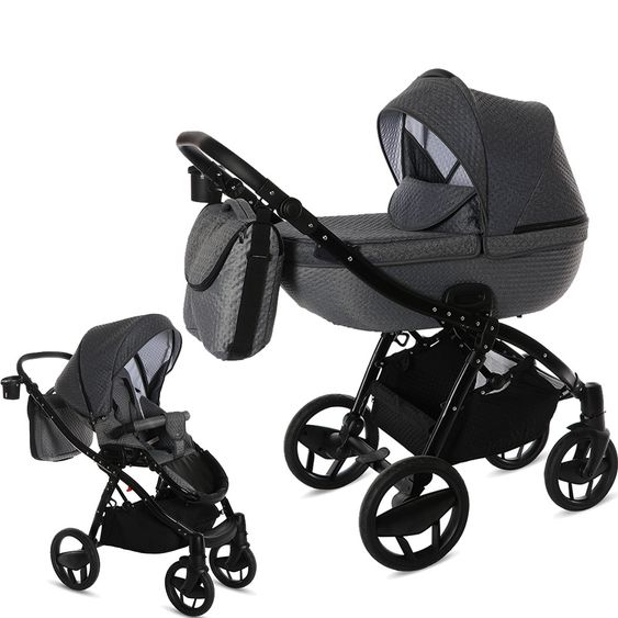 Knorr Baby Kombi-Kinderwagen Piquetto inkl. Babywanne & Sportsitz  -  Silber-Grau