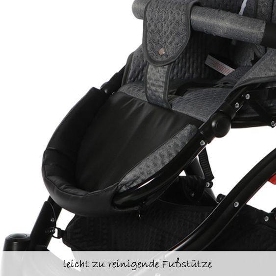 Knorr Baby Kombi-Kinderwagen Piquetto inkl. Babywanne & Sportsitz  -  Silber-Grau