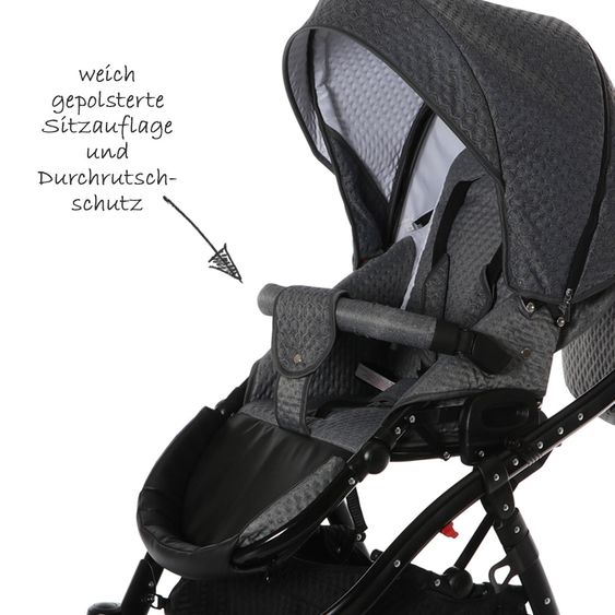 Knorr Baby Kombi-Kinderwagen Piquetto inkl. Babywanne & Sportsitz  -  Silber-Grau
