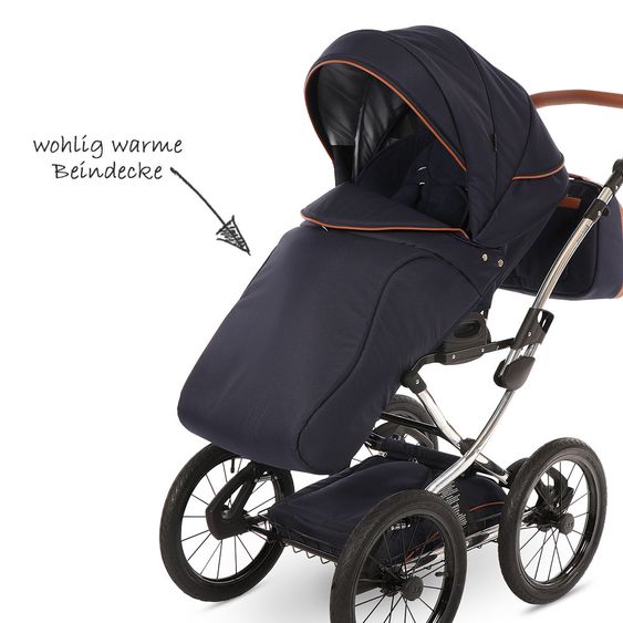 Knorr Baby Kombi-Kinderwagen Precioso inkl. Babywanne & Sportsitz - Marine-Blau