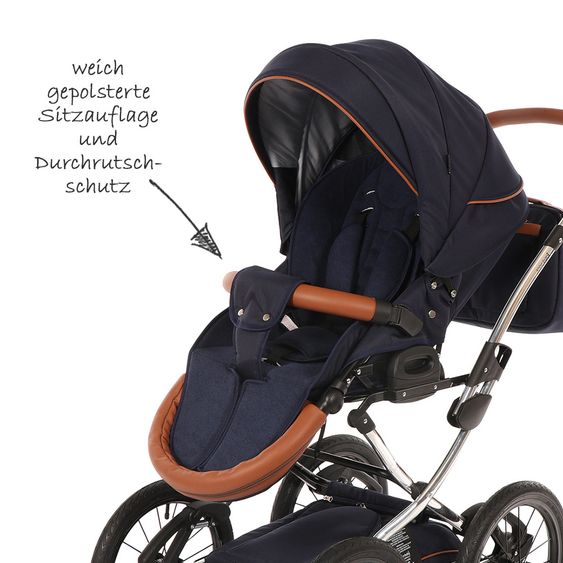 Knorr Baby Kombi-Kinderwagen Precioso inkl. Babywanne & Sportsitz - Marine-Blau