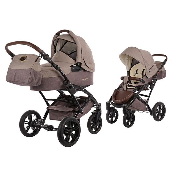 Knorr Baby Kombi-Kinderwagen Voletto Happy Colour inkl. Babywanne & Sportsitz - Beige Braun