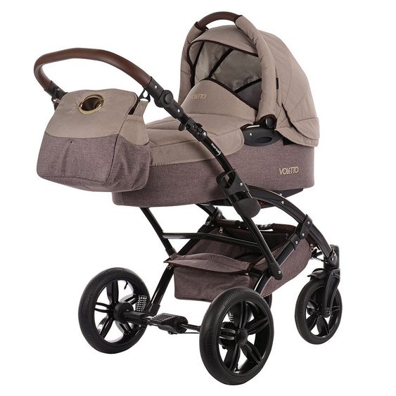 Knorr Baby Kombi-Kinderwagen Voletto Happy Colour inkl. Babywanne & Sportsitz - Beige Braun