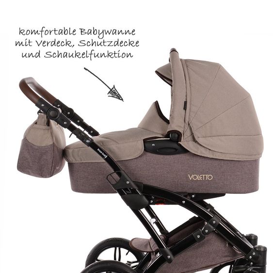 Knorr Baby Kombi-Kinderwagen Voletto Happy Colour inkl. Babywanne & Sportsitz - Beige Braun
