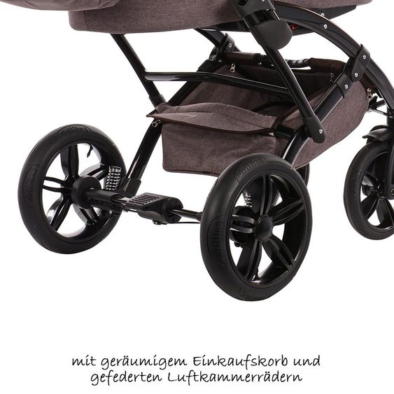 Knorr Baby Kombi-Kinderwagen Voletto Happy Colour inkl. Babywanne & Sportsitz - Beige Braun