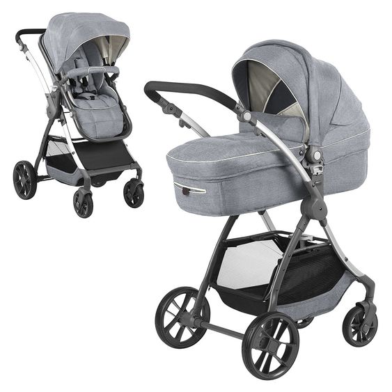 Knorr Baby Kombi-Kinderwagen Yuu inkl. Wickeltasche - Melange-Hellgrau