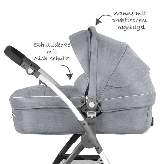 Knorr Baby Kombi-Kinderwagen Yuu inkl. Wickeltasche - Melange-Hellgrau