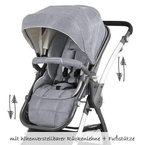 Knorr Baby Kombi-Kinderwagen Yuu inkl. Wickeltasche - Melange-Hellgrau