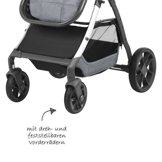 Knorr Baby Kombi-Kinderwagen Yuu inkl. Wickeltasche - Melange-Hellgrau