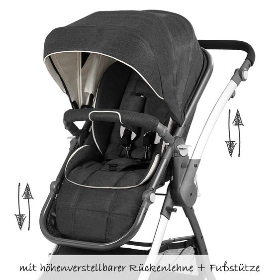 Knorr Baby Kombi-Kinderwagen Yuu - Melange-Anthrazit