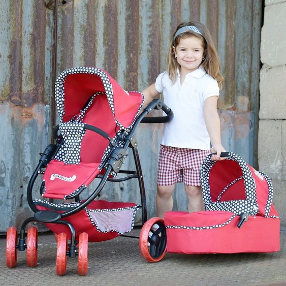 Knorrtoys Kombi-Puppenwagen Coco Rockabella - Rot Schwarz